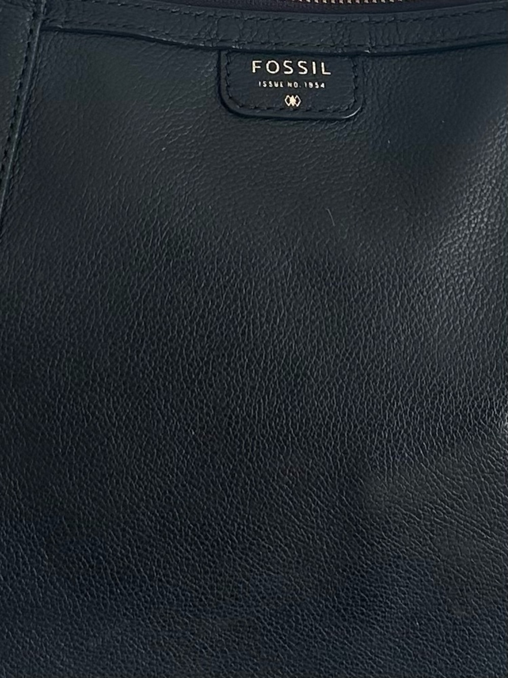 Fossil Black Leather Large Zip Top Tote Laptop Shoulder Bag Work bag - Picture 4 of 14